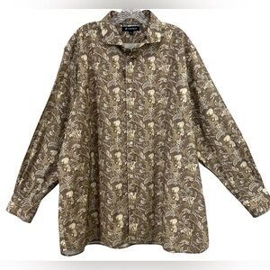 CREMIEUX Men’s Tan Floral Paisley Button Down Shirt | XXL